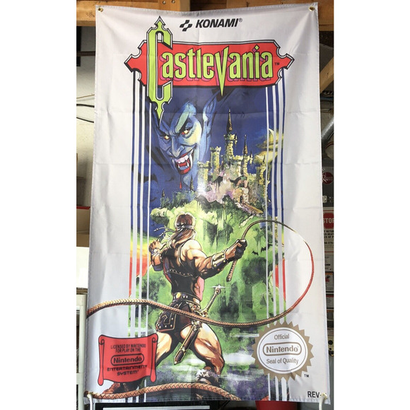 CASTLEVANIA Nintendo NES Boxart 5' Simon Belmont Dracula Flag Banner Poster